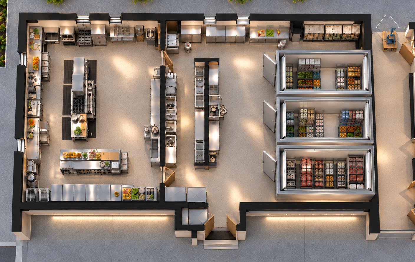 Top-Down Commercial Kitchen Layout2